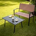 OUTLIVING Rattan &amp; Wicker 2 Seater Garden Bench with Center Table for Indoor &amp; Outdoor Park | Patio | Living Room | Terrace | Balcony - (Light Brown)
