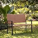 OUTLIVING Rattan &amp; Wicker 2 Seater Garden Bench for Indoor &amp; Outdoor Park | Patio | Living Room | Terrace | Balcony - Light Brown
