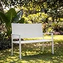 OUTLIVING Rattan &amp; Wicker 2 Seater Garden Bench for Indoor &amp; Outdoor Park | Patio | Living Room | Terrace | Balcony- (White)