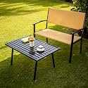 OUTLIVING Rattan &amp; Wicker 2 Seater Garden Bench with Center Table for Indoor &amp; Outdoor Park | Patio | Living Room | Terrace | Balcony - (Honey)