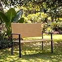 OUTLIVING Rattan & Wicker 2 Seater Garden Bench for Indoor & Outdoor Park | Patio | Living Room | Terrace | Balcony, Honey