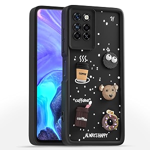 outlouders back cover for infinix note 10 pro 5g  3d cartoon bear cute fun silicone full body protection bumper case black