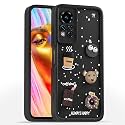 Outlouders Back Cover for Infinix Note 12i | 3D Cartoon Bear Cute Fun Silicone Full Body Protection Bumper Case (Black)