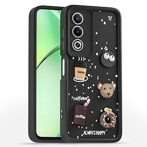 outlouders back cover for oppo k12x 5g  3d cartoon bear cute fun silicone full body protection bumper case black