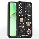 Outlouders Back Cover for Oppo K12x 5G | 3D Cartoon Bear Cute Fun Silicone Full Body Protection Bumper Case (Black)