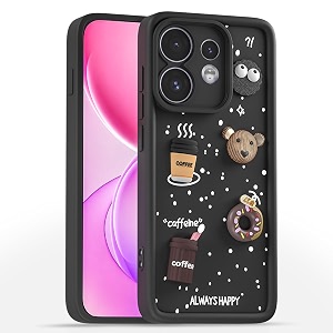 outlouders back cover for oppo reno 16f 5g  3d cartoon bear cute fun silicone full body protection bumper case black