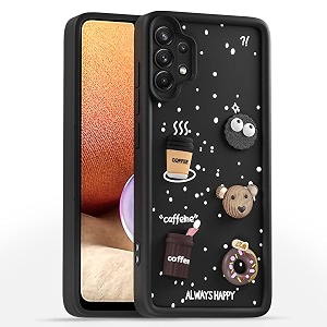 outlouders back cover for samsung galaxy a32 4g  3d cartoon bear cute fun silicone full body protection bumper case black