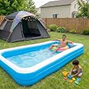 OUTO 10 Feet Rectangular Inflatable Pool Full-Sized Swimming Bathtub for Family, Kids, Adults Outdoor, Garden, Summer Party, Blue (Pump Not Included)