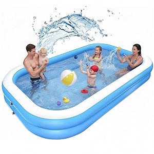 outo 7 feet rectangular inflatable pool full-sized swimming bathtub for family kids adults outdoor garden summer party blue pump not included