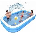 OUTO 7 Feet Rectangular Inflatable Pool Full-Sized Swimming Bathtub for Family, Kids, Adults Outdoor, Garden, Summer Party, Blue (Pump Not Included)
