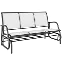 Outsunny 3-Person Patio Glider Bench Outside 3 Seats Cream White