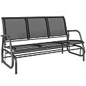 Outsunny 3-Person Patio Glider Bench Outside 3 Seats, Black
