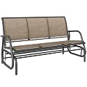 Outsunny 3-Person Patio Glider Bench Outside 3 Seats Light Mixed Brown