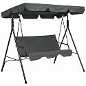 Outsunny 3-Person Porch Swing w/Stand Adjustable Tilt Canopy, Gray