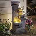 Outsunny 33.5" Tall Outdoor Water Fountain 4-Tier Floor Standing with Pump