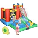 Outsunny 6-in-1 Kids Bounce House Inflatable Water Slide with Pool, Water Cannon, Climbing Wall, Inflator Included, Jumping Castle Kids Backyard Activity Outdoor Water Play Toy