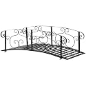 Outsunny 6' Metal Arch Backyard Garden Bridge, Safety Siderails, Black