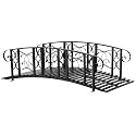 Outsunny 6' Metal Arch Backyard Garden Bridge, Safety Siderails, Black