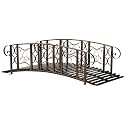 Outsunny 6' Metal Arch Backyard Garden Bridge, Safety Siderails, Brown