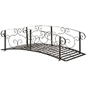 Outsunny 6' Metal Arch Backyard Garden Bridge, Safety Siderails, Bronze