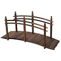 Outsunny 7.5' Wooden Arch Garden Bridge Safety Rails for Ponds Carbonized