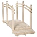 Outsunny 7.5' Wooden Arch Garden Bridge Safety Rails for Ponds Natural