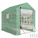 Outsunny 8' x 6' x 7' Walk-in Greenhouse PE Cover 4-Tier Shelves Green