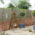 Outsunny Windmill Weathervane with Bottom Shelf Freestanding Stained Wood