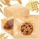 Outus 100 Pcs Cookie Packaging Bags with Seal, 7.1 x 7.5 Inch, Brown