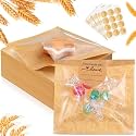 Outus 100 Pcs Cookie Packaging Bags with Seal, 3 x 3 Inch, Brown