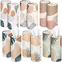 Outus 12 Pcs Boho Car Tissues Cylinder Holder with 3 Ply Facial Tissue Bulk Black White Round Tissue Holder Travel Tissues Boxes Container for Car Cup Wedding Birthday Party