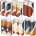Outus 12 Pcs Boho Car Tissues Cylinder Holder with 3 Ply Facial Tissue Bulk Black White Round Tissue Holder Travel Tissues Boxes Container for Car Cup Wedding Birthday Party