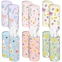 Outus 12 Pcs Floral Car Tissue Holder Cylinders with 3 Ply Facial Tissue Bulk, Portable Paper Dispenser for Cup Holder, Travel Bathroom Table Decor, Tissues Boxes Container for Home Office Party