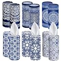 Outus 12 Pcs Mandala Car Tissues Cylinder Holder with 3 Ply Facial Tissue Bulk Round Tissue Holder Travel Tissues Boxes Container for Car Cup Wedding Birthday Party