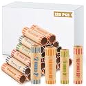 Outus 128 Pcs Preformed Coin Wrappers Rolls Assorted, 4 Style, Colorful