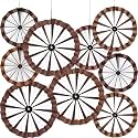 Outus 18 Pcs Western Party Hanging Paper Fans Birthday,Wagon Wheels