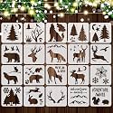 Outus 20 Pcs Forest Animal Painting Stencils Wildlife Reusable for Crafts