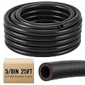 Outus 5/8" 25ft Heater Hose EPDM Coolant Radiator 85 PSI 2-Ply Black