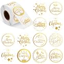 Outus 500 Merry Christmas Sticker Circle Label 1.4",Transparent