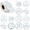 Outus 500 Merry Christmas Sticker Circle Label 1.4",Transparent Colorful