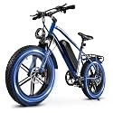 OUXI Electric Bike for Adults, Peak 1000W Motor 20″ Fat Tire Ebike with 48V13Ah Removable Battery, Electric Bicycle with Adjustable Seat, Rear Rack, Up to 25MPH, Off-Road E-Bike for Commute Beach Snow