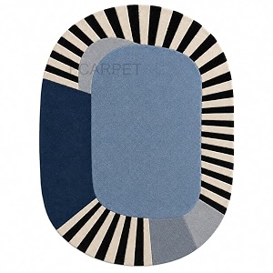 Oval Carpet with Geometric Stripe Border Luxury