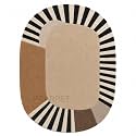 Oval Carpet with Geometric Stripe Border Luxury