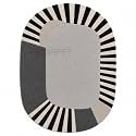 Oval Carpet with Geometric Stripe Border Luxury