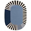 Oval Carpet with Geometric Stripe Border Luxury