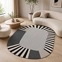 Oval Carpet with Geometric Stripe Border Luxury