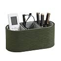 Oval Pen Holder for Desk, Remote Control Holder (Olive Green)