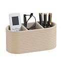 Oval Pen Holder for Desk, Remote Control Holder (Beige)