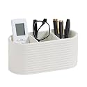 Oval Pen Holder for Desk, Remote Control Holder (Ivory)