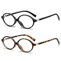 2 Pack Oval Retro Blue Light Blocking Glasses for Women Men, Vintage Fashion 90s Small Face Computer Screen Gaming Glasses, Anti Eyestrain &amp; UV Glare Non-prescription Eyewear
